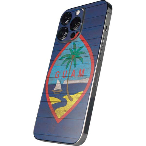 Guam Flag Dark Wood iPhone 16 Pro Skin